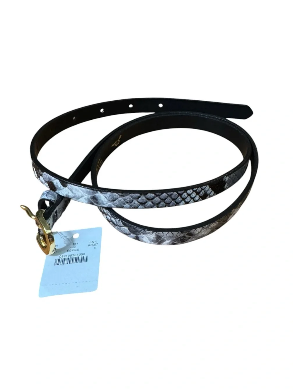 J.Crew Italian Leather Skinny Snake python Belt S NWT